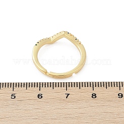 Wave Brass Micro Pave Cubic Zirconia Adjustable Rings&nbsp;RJEW-S400-15G
