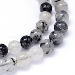 ラウンド天然のルチルクォーツビーズ連売り  8mm  穴：1mm  約49個/連  15.3インチ&nbsp;G-F222-10-8mm