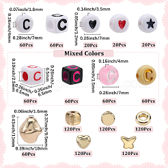 DIYレタービーズパーツキット  アクリルビーズ入り  CCBプラスチックビーズ  ミックスカラー  4~11x4~10x2~9.5mm  穴：1.2~4mm  1140個/セット&nbsp;DIY-SP0003-66