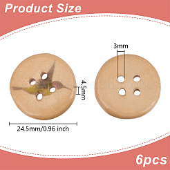 6Pcs Porcelain Buttons&nbsp;BUTT-OC0001-59B