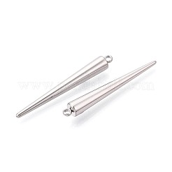 304ステンレスペンダント  スパイクコーンチャーム  ステンレス鋼色  38x5mm  穴：1.7mm&nbsp;STAS-T075-22C-P