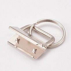 鉄のキーホルダー留め金のパーツ  リボン端部を有します  プラチナ  41mm&nbsp;IFIN-WH0018-01