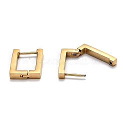 304ステンレススチール長方形ハギーフープピアス  ゴールドカラー  17.5x12.5x3mm  ピン：1mm&nbsp;STAS-J033-10A-G