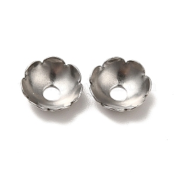 変色しない304ステンレススチールビーズキャップ  マルチ花弁  花  ステンレス鋼色  8x2.5mm  穴：2mm&nbsp;STAS-D244-01P