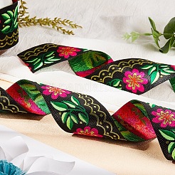 刺繍ポリエステルリボン  ジャカードリボン  服飾材料  花柄  カラフル  50mm  約7 M /バンドル&nbsp;SRIB-WH0006-11