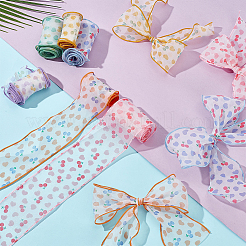 12 Yards 6 Colors Printed Polyester Gauze Ribbon&nbsp;OCOR-WR0001-82