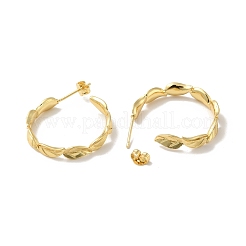 ラックメッキ ブラス リーフ ラップ スタッド ピアス  女性用ハーフフープピアス  カドミウムフリー＆鉛フリー  18KGP本金メッキ  27x5mm  ピン：0.8mm&nbsp;EJEW-I268-05G