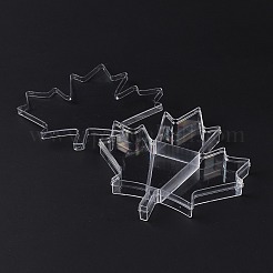 4グリッド透明プラスチックボックス  小さなジュエリーやビーズ用のメープル リーフ ビーズ コンテナー  透明  17.7x17.8x2.55cm  内径：28~97x8~60.5x1.5mm&nbsp;CON-B009-02