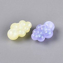 光沢のあるツートンカラーの透明アクリルビーズ  雲  暗闇で光る  グリッターパウダー付き  ミックスカラー  13x25x17mm  穴：2mm  約210個/500g&nbsp;OACR-Q199-42