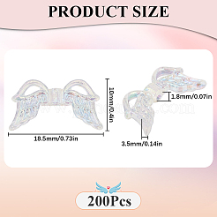 200 個のプラスチックビーズ  ウイング  クリアAB  10x18.5x3.5mm  穴：1.8mm  200個/セット&nbsp;FIND-SC0011-84