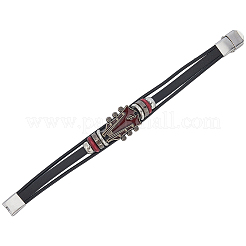 男女兼用合金＆レザーコードブレスレット1個  ギター  レッド  8-1/8インチ（20.7cm）&nbsp;BJEW-CL0001-56