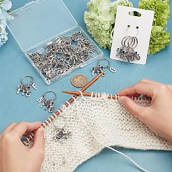 象のステッチマーカー  レターステッチマーカーチャーム  編み物用 製織 裁縫 アクセサリー ハンドメイド ジュエリー  アンティークシルバー  4.5cm  26個/セット&nbsp;KEYC-NB0001-37