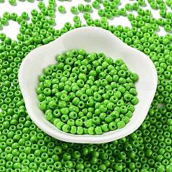 焼付塗装ガラスシードビーズ  ラウンド  ライムグリーン  4x3mm  穴：1.2mm  約7650個/ポンド&nbsp;SEED-H002-I-A510