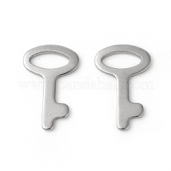 変色しにくい201ステンレススチールチャーム  キー  ステンレス鋼色  14x9x0.8mm  穴：2.5x6mm&nbsp;STAS-F192-034P