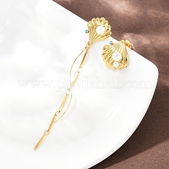 304 Stainless Steel Rhinestone Shell Shape Stud Earrings&nbsp;LS-EJEW-A138-01G