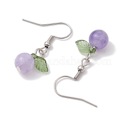 アクリルダングルピアス  304ステンレススチールピアスフック付き  葉っぱ  青紫色  32.5x12.5mm&nbsp;EJEW-JE05750-04