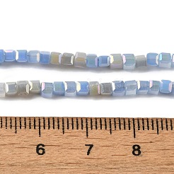 電気メッキガラスビーズセット  フル虹メッキ  多面カット  キューブ  ライトスカイブルー  2~2.5x2.5~3x2.5~3mm  穴：0.8mm  約186個/連  18.31''（46.5センチメートル）&nbsp;EGLA-F121-FR-B08