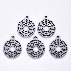 変色しない304ステンレススチールペンダント  フラットラウンド  ステンレス鋼色  17.5x14.5x1mm  穴：1.6mm&nbsp;STAS-S113-005