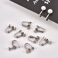 変色しにくい304ステンレススチールのクリップ式イヤリングセッティング  ステンレス鋼色  トレイ：3.5mm  13~14x12~13x5mm&nbsp;STAS-Q227-01