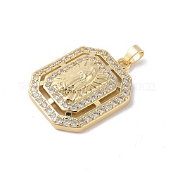 Brass Cubic Zirconia Pendants&nbsp;KK-Z050-32G-01
