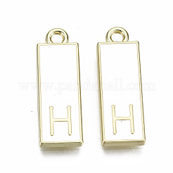 合金エナメルチャーム  カドミウムフリー＆鉛フリー  頭文字の長方形  ライトゴールド  文字.h  23.5x8x2mm  穴：1.8mm&nbsp;ENAM-T012-01H-RS