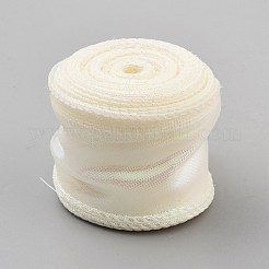 10ヤードのポリエステル虹色レースリボン  ギフト包装用  甘露  1-5/8インチ（40mm）&nbsp;OCOR-WH20001-12A