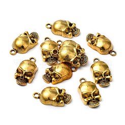 合金のチベット風チャーム  カドミウムフリー＆鉛フリー  スカル  ハロウィンデー  アンティーク黄金  19x10x5mm  穴：2mm&nbsp;TIBEP-R180-AG-LF
