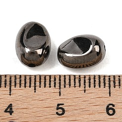 不透明なアクリルビーズ  ガンメタ色メッキ  オーバル  10x7x5.5mm  穴：1.2mm  約2380個/500g&nbsp;AC-CBAE09B-17