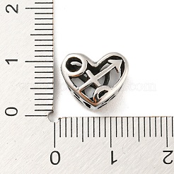 316サージカルステンレススチール中空ビーズ  十二星座の心  射手座  射手座  10x12x6.5mm  穴：4mm&nbsp;STAS-Q304-01L-AS