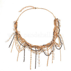 Aolly & Resin Multi-Layered Tassel Bib Necklaces for Women&nbsp;WG8E8DB-01