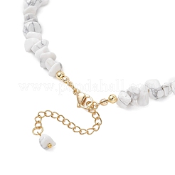 White Round Shell Pearl and Synthetic Howlite Chip Beaded Necklaces&nbsp;NJEW-JN05740-01
