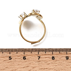 304 Stainless Steel Cubic Zirconia Cuff Open Rings&nbsp;SA-CBA54F2-02G