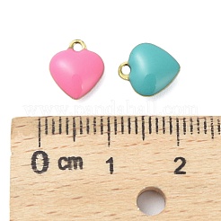 304ステンレススチールエナメルチャーム  金色。混合色  ハート  9x8x3mm  穴：1.2mm&nbsp;STAS-K303-01A-G