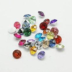 模造台湾アクリルラインストーン尖底カボション  多面カット  ダイヤモンド  ミックスカラー  1.5x1.5mm&nbsp;GACR-A003-1.5mm-M