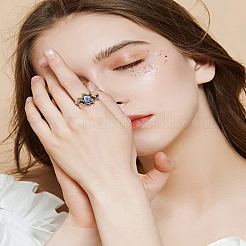 1Pc Zinc Alloy Resin Finger Rings&nbsp;RJEW-LP0005-21