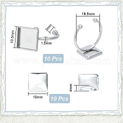 DIY Blank Square Cuff Ring Making Kit&nbsp;DIY-UN0005-39