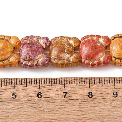 塗装ガラスビーズ連売り  ゴールドライン入り  カニ  ミックスカラー  12.5x13.5x6.5mm  穴：1.4mm  約31個/連  14.37''（36.5センチメートル）&nbsp;GLAA-B037-05
