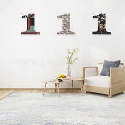 ナンバー1形状の未完成の木材スライス  レーザーカットウッドシェイプ  diyの絵画飾りクリスマスの家の装飾のペンダント  湯通しアーモンド  29.9x26x0.25cm&nbsp;DIY-GA0001-14