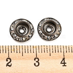 真鍮クリスタルラインストーンビーズ  カドミウムフリー＆鉛フリー  フラットラウンド  ガンメタ色  9x2.5mm  穴：1.6~2mm&nbsp;RB-F035-06A-B