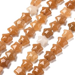 天然石レッドアベンチュリンビーズ連売り  スター  7.5x7.5x4.5mm  穴：0.7mm  約56個/連  14.96インチ（38cm）&nbsp;G-Z080-A22-8mm