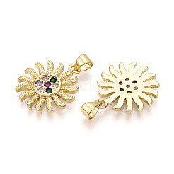 Brass Micro Pave Cubic Zirconia Pendants&nbsp;KK-D357-26G