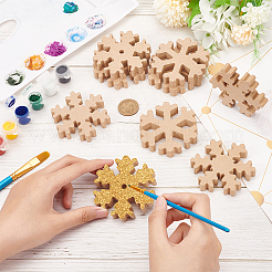 9個 3スタイル スノーフレーク MDF 木製 ブランク ディスプレイ デコレーション  家の装飾のための  淡い茶色  76x66~71x12.5mm  穴：6.5mm  3個/スタイル&nbsp;AJEW-BC0002-07