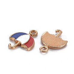 合金エナメルチャーム  カドミウムフリー＆ニッケルフリー＆鉛フリー  傘  ライトゴールド  レッド  16x12x2mm  穴：1.6mm&nbsp;ENAM-S126-059-NR