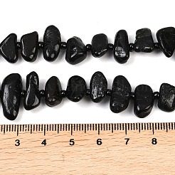 天然石ブラックトルマリンビーズ連売り  ナゲット  シードビーズで  5~18x3.5~8.5x2.5~6.5mm  穴：0.7~1mm  約46~51個/連  15.35''~16.14''（39~41センチメートル）&nbsp;G-K393-B06