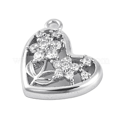 Brass Micro Pave Clear Cubic Zirconia Pendants&nbsp;KK-Z066-07P