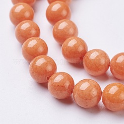 天然石馬山ジェイドラウンドビーズ連売り  染め  トマト  8mm  穴：1mm  約48個/連  15インチ&nbsp;G-D263-8mm-XS21
