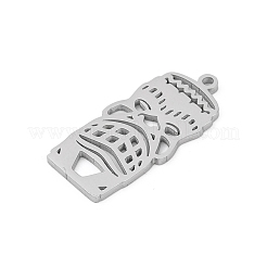 304ステンレスペンダント  ティキマスクチャーム  レーザー切断  変色防止  ステンレス鋼色  27.5x12.5x1.5mm  穴：1.5mm&nbsp;STAS-U041-03C-P