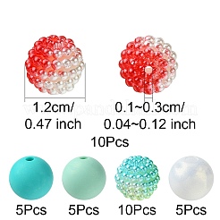 DIY ラウンド シリコン & アクリル & ベリー ビーズ ファインディング キット  ミックスカラー  11.5~12x12mm  穴：1~3mm&nbsp;DIY-FS0006-26A