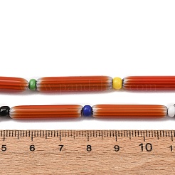 手作りのランプワークシェブロンビーズ  細長い卵形ビーズ  レッド  28~29.5x4.5~6mm  穴：0.8mm  約13個/連  14.56''~16.14''（37~41センチメートル）&nbsp;LAMP-Z019-01-24