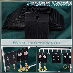 ベルベットのイヤリングディスプレイカード付きPVC  長方形  ブラック  5.1x4.05x0.1cm&nbsp;AJEW-WH0475-89